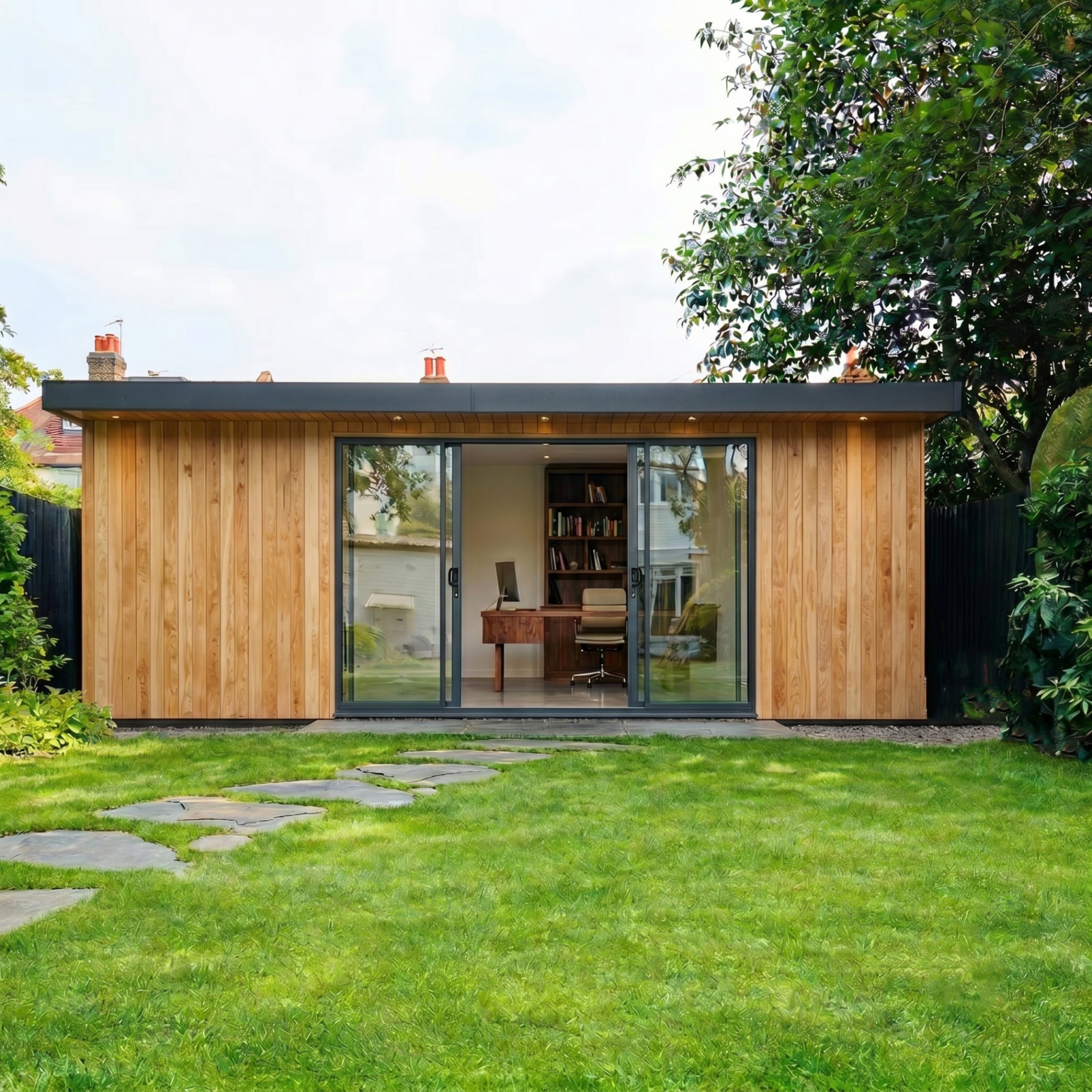 Timber garden room and pergola in a Worcestershire garden